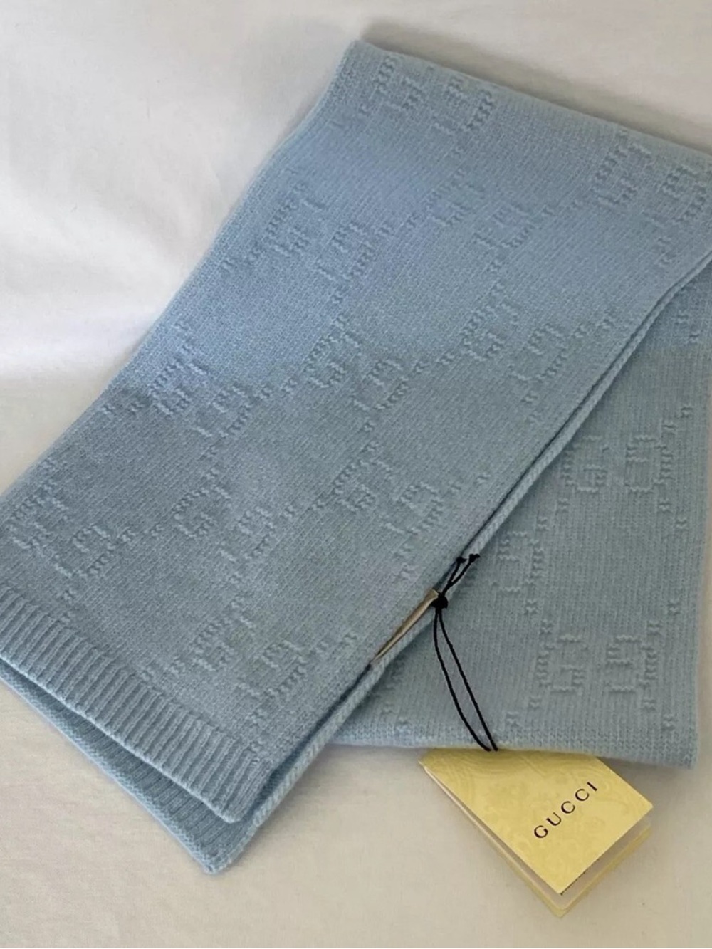 Gucci Baby Blue Gg Embossed Wool Scarf NWT - Picture 2 of 10